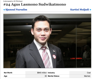 Related to a fallen dictator, Agus is currently one of the richest men in Indonesia.